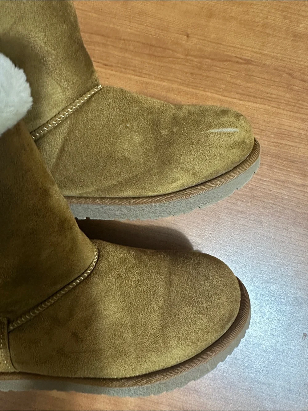 Women’s Faux-Suede Winter Boots in Tan with Plush Cream Lining